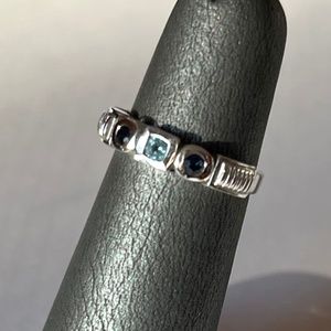 Sterling Silver Blue Topaz Band Ring sz 5